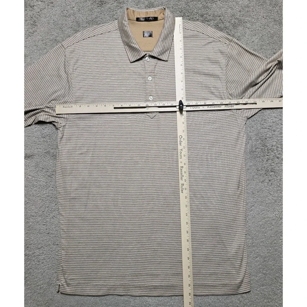 Vintage Y2K Nike Tiger Woods Golf Polo Shirt Mens L Brown Stripe Cotton EUC